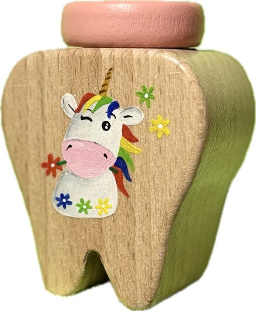 Milchzahndose Einhorn handbemalt in der Schweiz