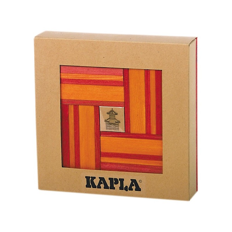 KAPLA-Color 40 Holzplättchen Rot-Orange mit Buch 