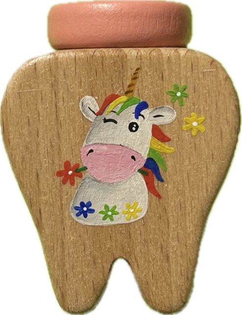 Milchzahndose Einhorn handbemalt in der Schweiz