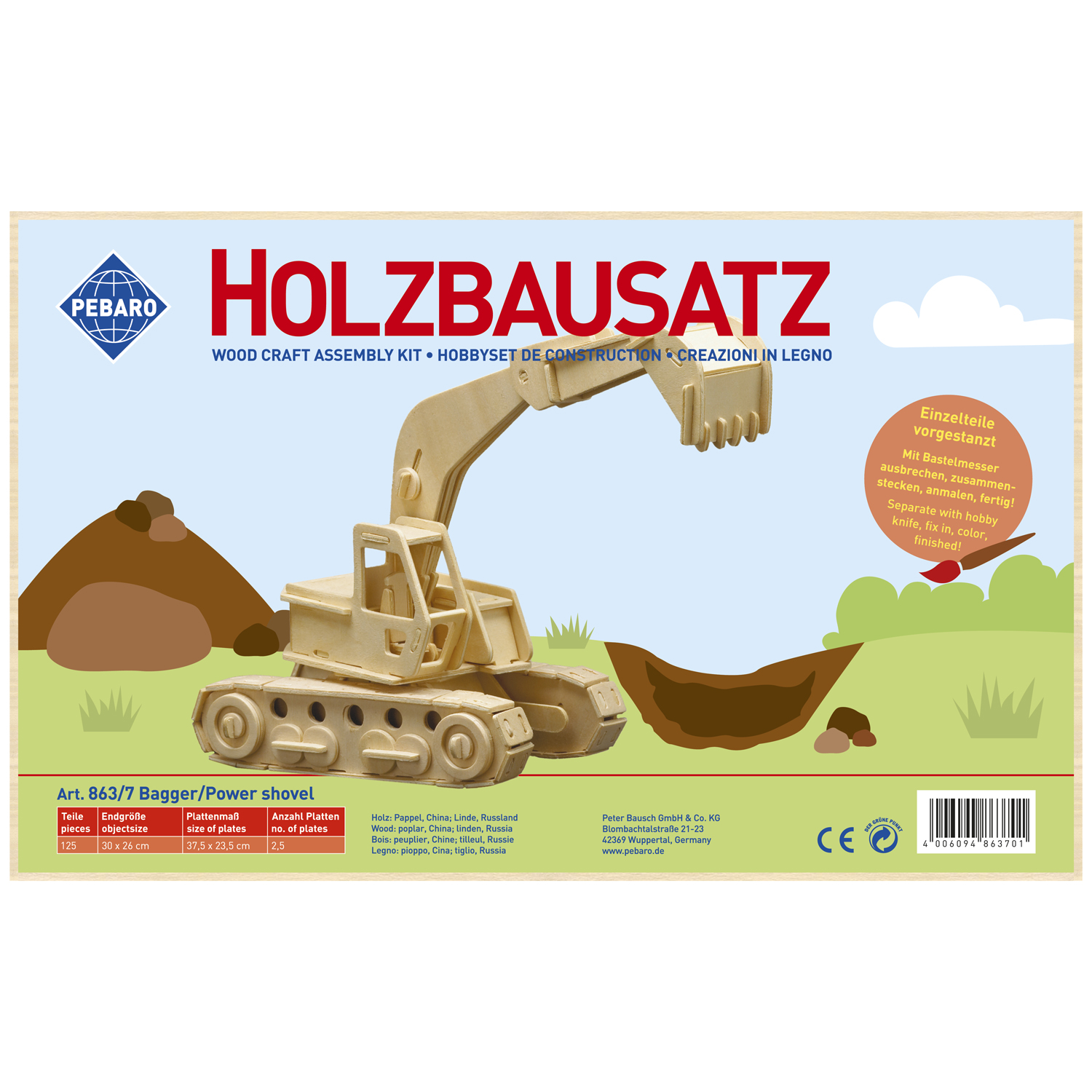 Holzbausatz Bagger