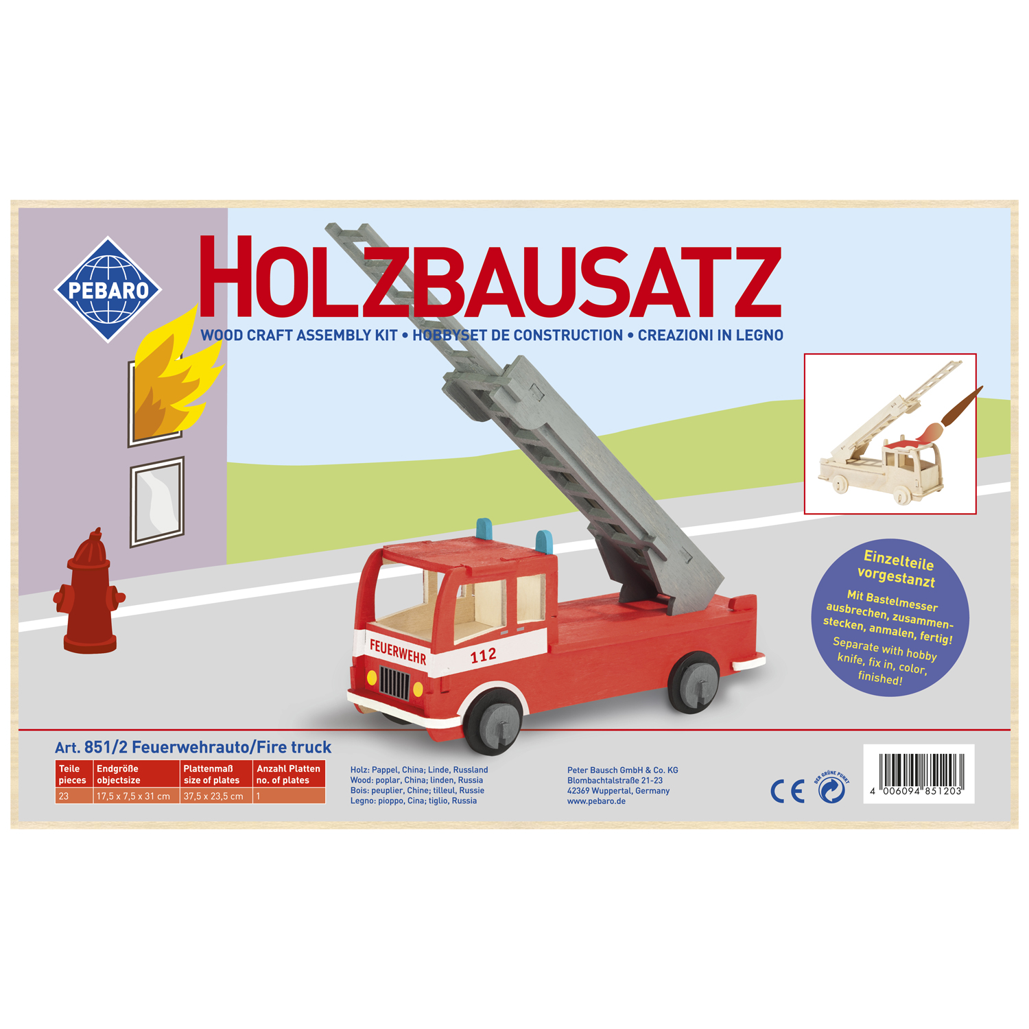 Holzbausatz Feuerwehrauto