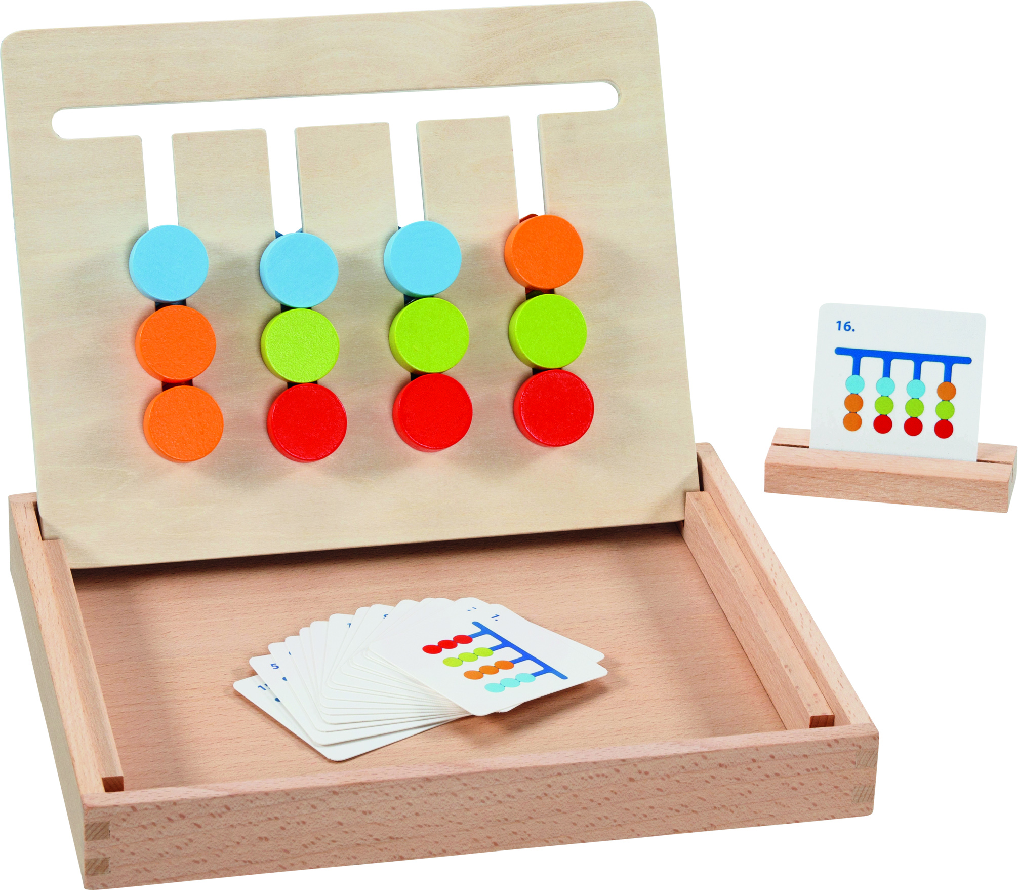 Farbsortierbrett im Holzkasten