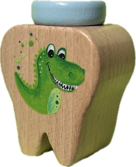Milchzahndose Dino handbemalt in der Schweiz