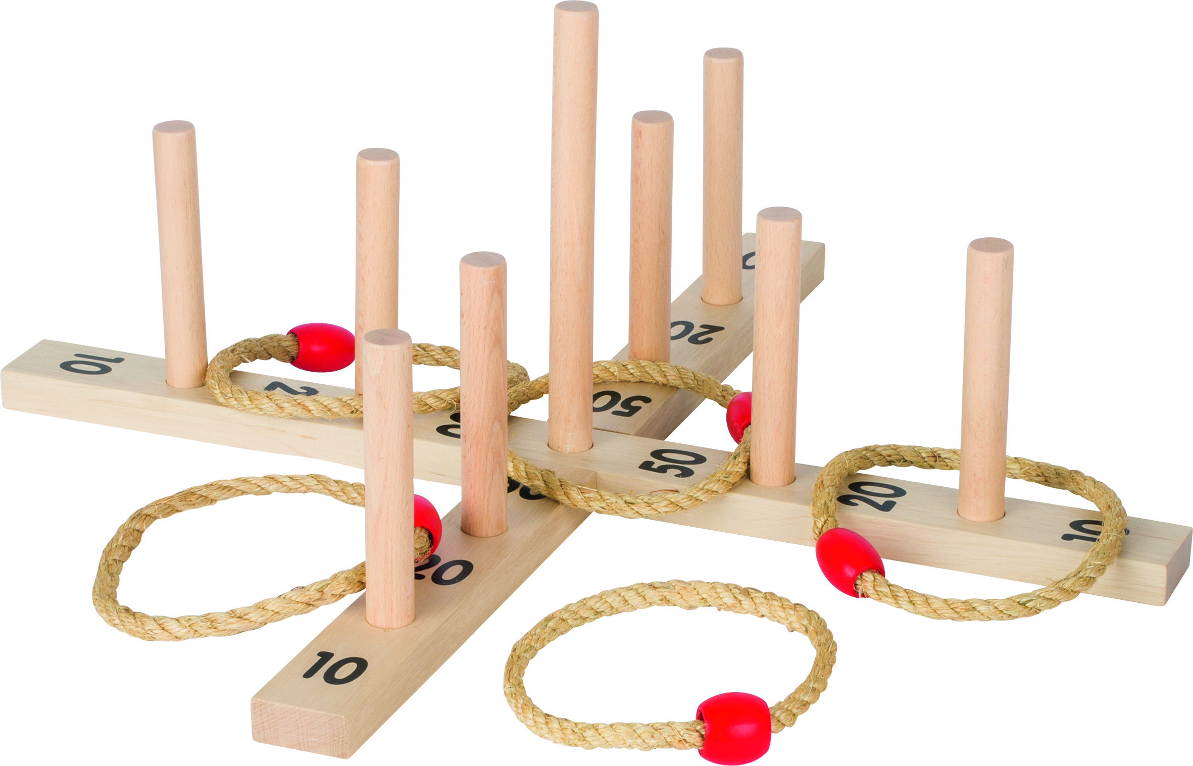 Ringwurfspiel mit 5 Sisalringen